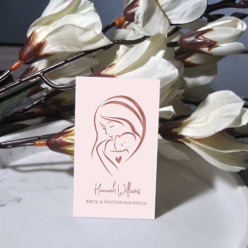 Blush Pink  Rose Gold Birth  Postpartum Doula Business Card