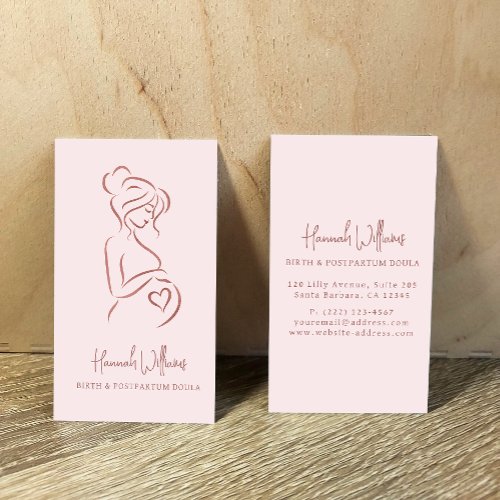 Blush Pink  Rose Gold Birth  Postpartum Doula  Business Card