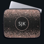 Blush Pink Rose Gold Black Glitter Monogram Laptop Sleeve<br><div class="desc">Blush Pink - Rose Gold and Black Faux Glitter and Sparkle Elegant Monogrammed Initials Case. This case can be customized to include your initial and first name.</div>