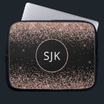 Blush Pink Rose Gold Black Glitter Monogram Laptop Sleeve<br><div class="desc">Blush Pink - Rose Gold and Black Faux Glitter and Sparkle Elegant Monogrammed Initials Case. This case can be customized to include your initial and first name.</div>