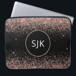 Blush Pink Rose Gold Black Glitter Monogram Laptop Sleeve<br><div class="desc">Blush Pink - Rose Gold and Black Faux Glitter and Sparkle Elegant Monogrammed Initials Case. This case can be customized to include your initial and first name.</div>