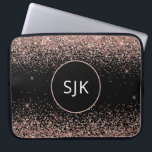 Blush Pink Rose Gold Black Glitter Monogram Laptop Sleeve<br><div class="desc">Blush Pink - Rose Gold and Black Faux Glitter and Sparkle Elegant Monogrammed Initials Case. This case can be customized to include your initial and first name.</div>