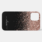 Blush Pink Rose Gold Black Glitter Monogram Name C Case-Mate iPhone Case (Back (Horizontal))