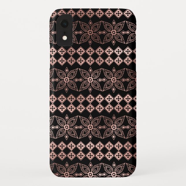 Blush Pink - Rose Gold Boho Hand Drawn Pattern Case-Mate iPhone Case (Back)
