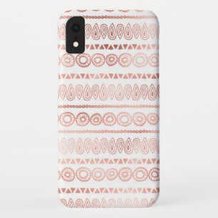 Blush Pink - Rose Gold Boho Hand Drawn Pattern iPhone XR Case