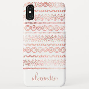 Blush Pink - Rose Gold Boho Pattern Monogram iPhone XS Max Case