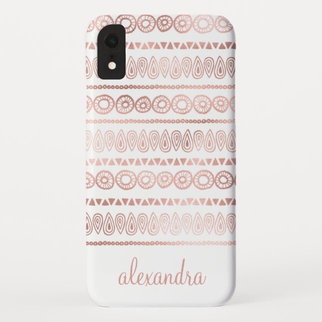 Blush Pink - Rose Gold Boho Pattern Monogram Case-Mate iPhone Case (Back)