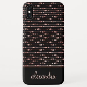 Blush Pink - Rose Gold Boho Pattern Monogram iPhone XS Max Case