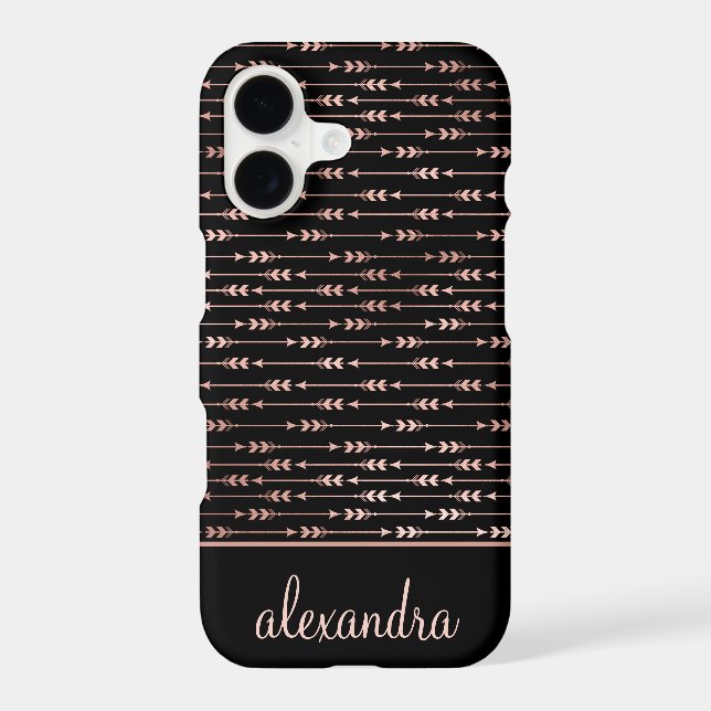 Blush Pink - Rose Gold Boho Pattern Monogram Iphone Case (Back)