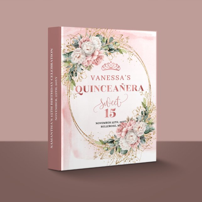 Blush Pink Rose Gold Botanical Quince Memory Album 3 Ring Binder (Blush Pink Rose Gold Botanical Quince Memory Album)