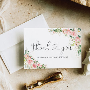 Blush Pink Rose Gold Bridal Shower Flat Thank You