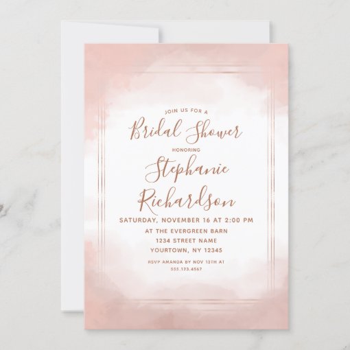 Blush Pink & Rose Gold Bridal Shower Invitation | Zazzle