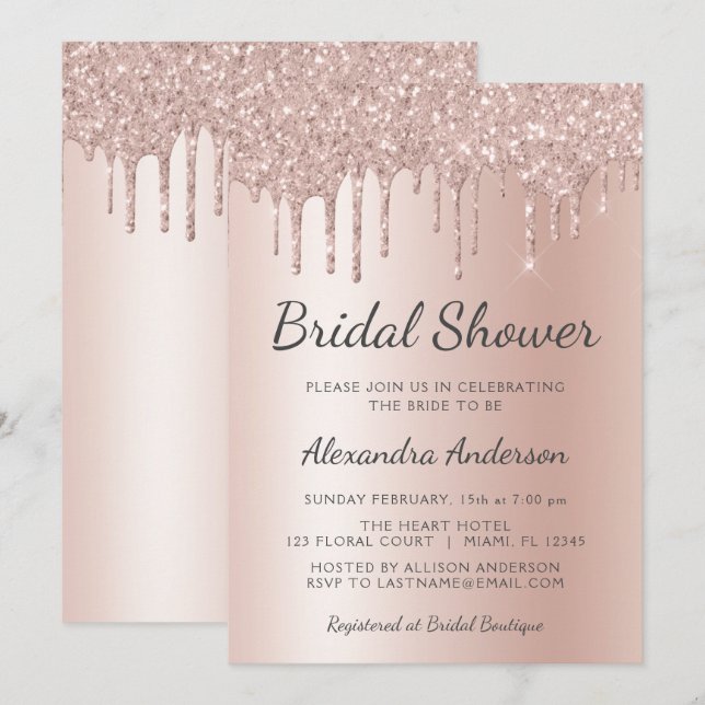 Blush Pink - Rose Gold Bridal Shower Invitation (Front/Back)