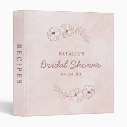 Blush Pink &amp; Rose Gold Bridal Shower Recipe Card 3 Ring Binder