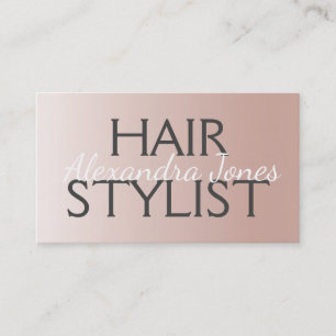 Blush Pink - Rose Gold Brushed Metal Hair Stylist Business Card