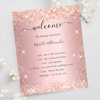 Blush Pink Rose Gold Budget Wedding Program Flyer by Thunes at Zazzle