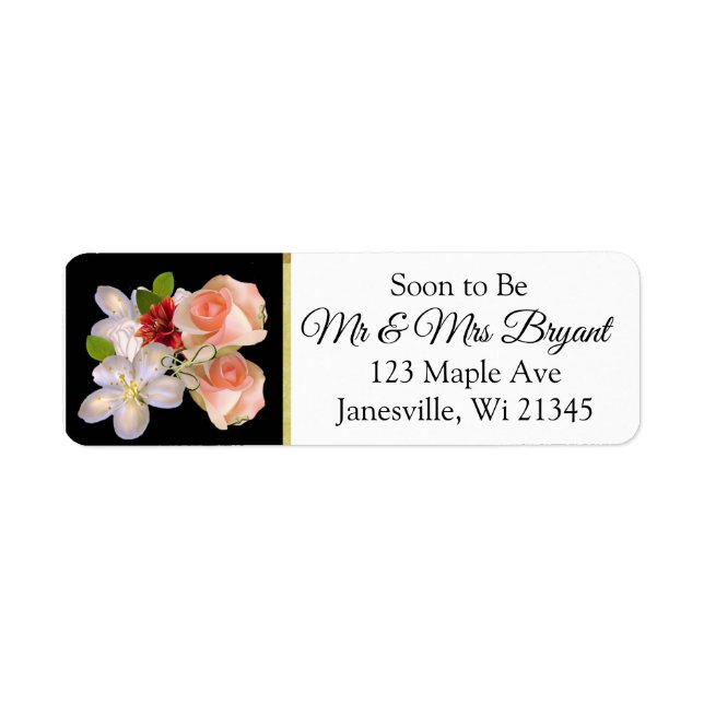 Blush Pink Rose Gold Burgundy Floral Return Label (Front)