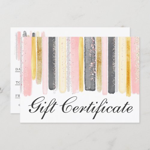 Blush Pink  Rose Gold Chic Gift Certificate Card