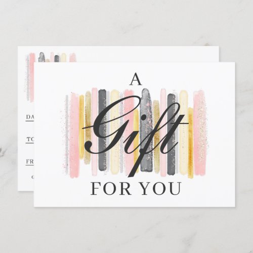 Blush Pink  Rose Gold Chic Gift Certificate Card