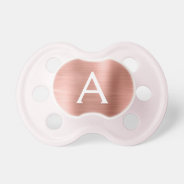 Blush Pink - Rose Gold Cute Monogram Baby Pacifier at Zazzle