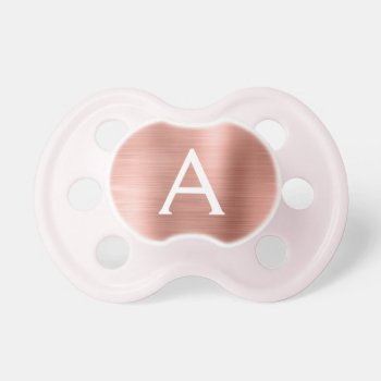 Blush Pink - Rose Gold Cute Monogram Baby Pacifier by Hot_Foil_Creations at Zazzle