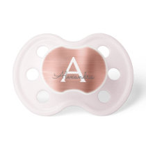 Blush Pink - Rose Gold Cute Monogram Baby Pacifier Blush Pink - Rose Gold Cute Monogram Baby Pacifier