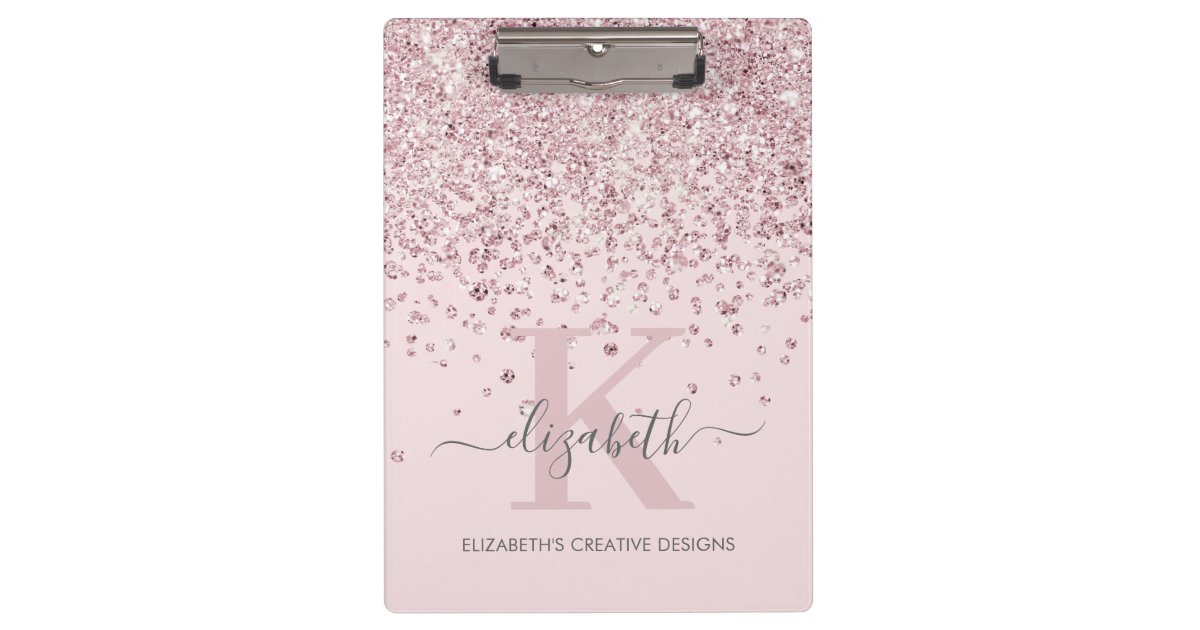 Pink Sparkle Glitter Girly Girl Stuff Clipboard 1