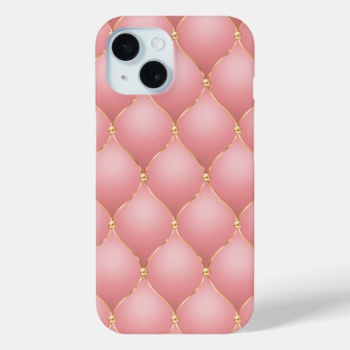 Blush Pink Rose Gold Diamond Tufted iPhone Case