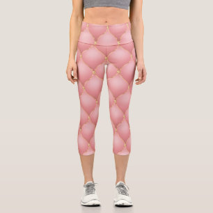 Blush Pink Rose Gold Diamond Tufted Leggings