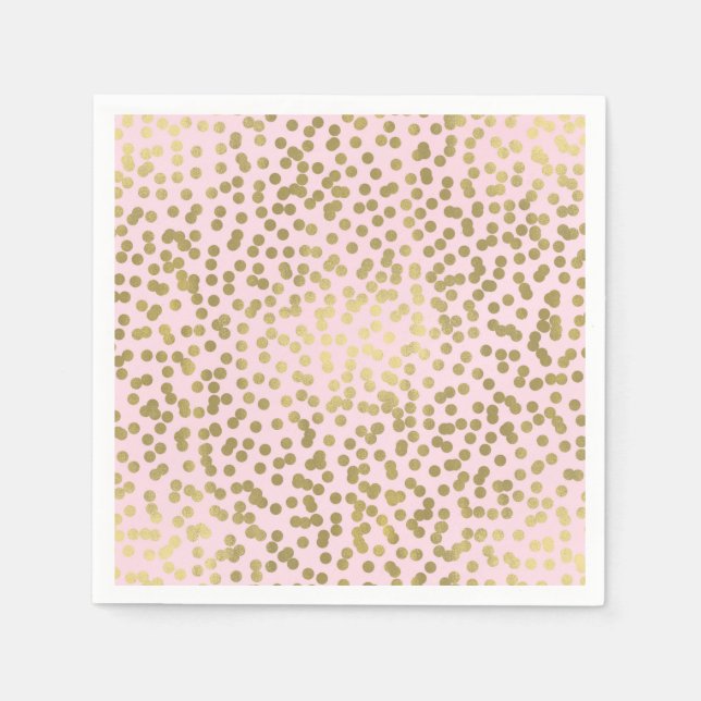 Blush Pink Rose & Gold Dots Confetti Elegant Glam Napkins (Front)