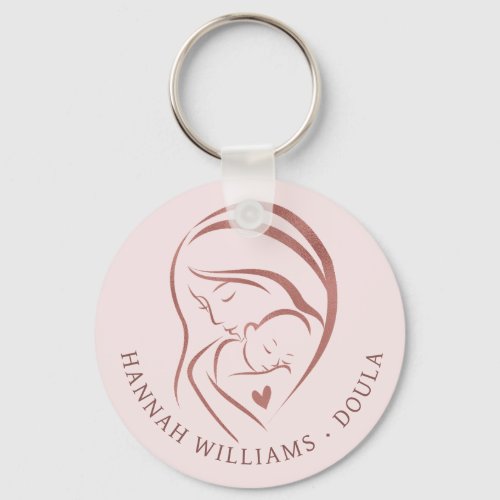 Blush Pink  Rose Gold Doula  Keychain