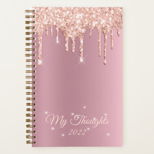 Blush Pink Rose Gold Drip Glitter Diary Custom Not Notebook
