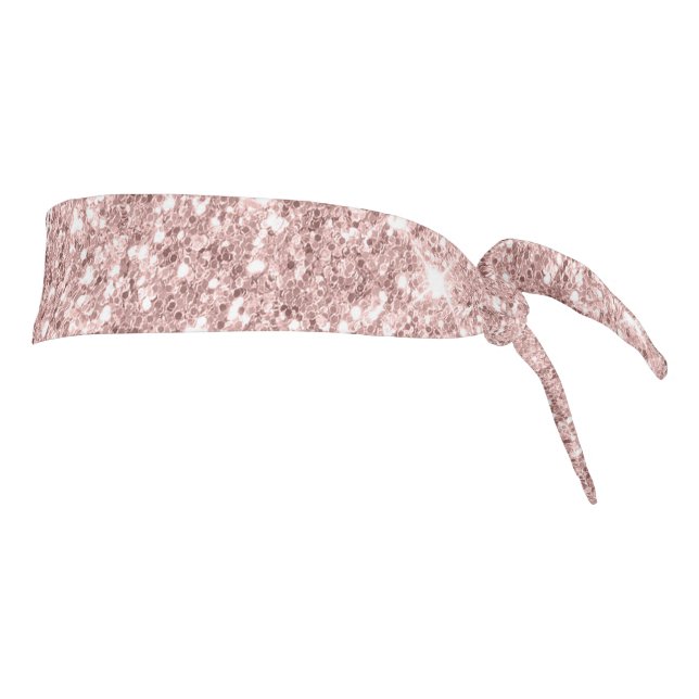 Blush Pink Rose Gold Dripping Glitter Trendy Glam Tie Headband (Rotate 90)