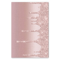 Rose gold glitter drips pink girly luxury tissue paper