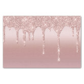 Rose gold glitter drips pink girly luxury tissue paper