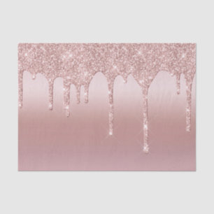 Blush Pink Rose Gold Dripping Glitter Trendy Glam Tissue Paper