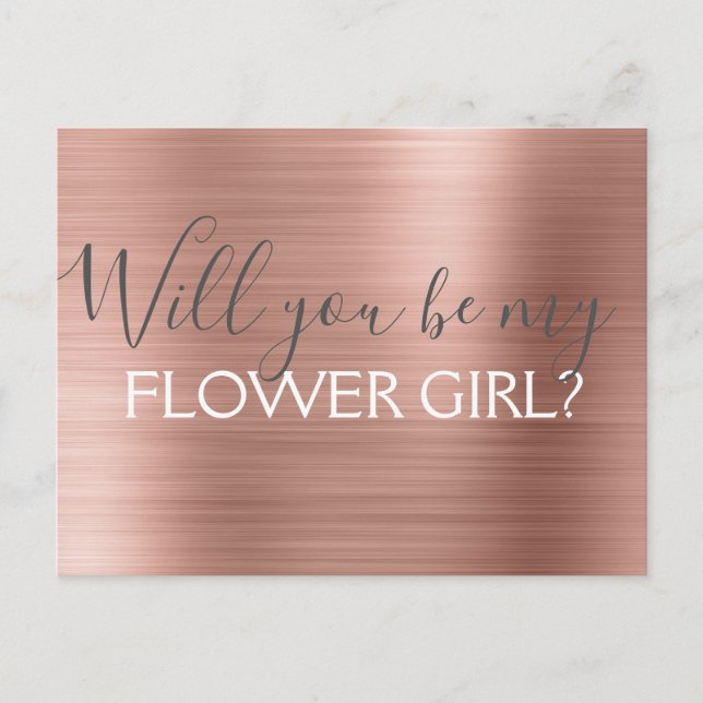 Blush Pink - Rose Gold Elegant Flower Girl Invitation Postcard (Front)
