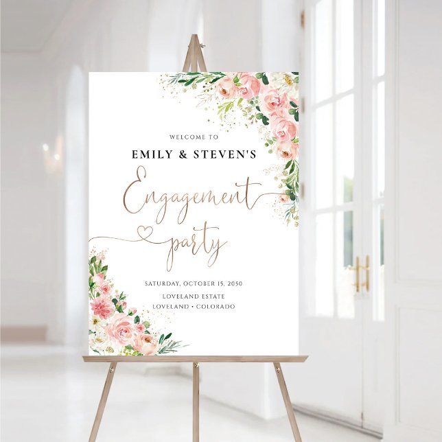 Blush Pink Rose Gold Engagement Party Foam Board (Creator Uploaded)