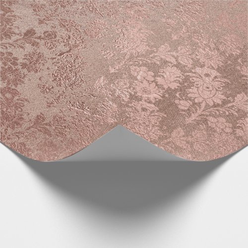 Blush Pink Rose Gold Faux Powder Floral Royal Wrapping Paper