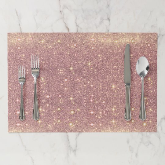 Blush Pink Rose Gold Faux Sparkle Paper Placemat
