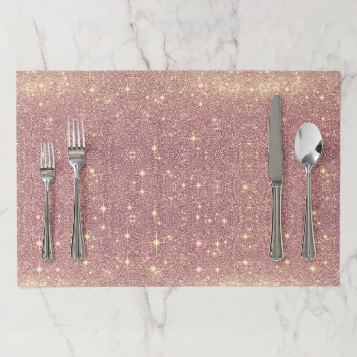 Blush Pink Rose Gold Faux Sparkle Paper Placemat Zazzle