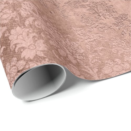 Blush Pink Rose Gold Floral Faux VIP Floral Wrapping Paper