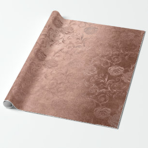 Blush Pink Rose Gold Floral Monochromatic Floral Wrapping Paper