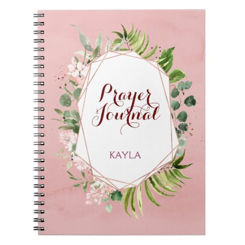 Blush Pink Rose Gold Floral Name Prayer Journal