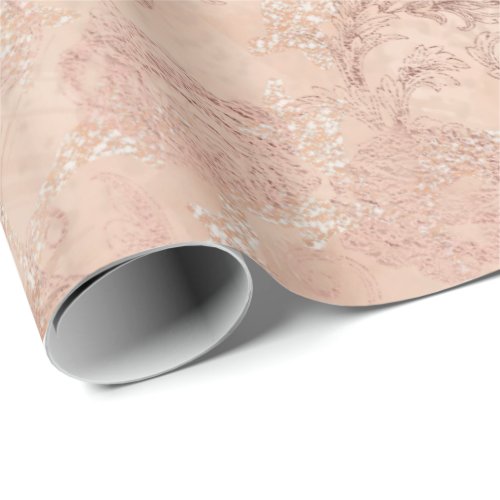 Blush Pink Rose Gold Floral Peach Blush Roses Lux Wrapping Paper