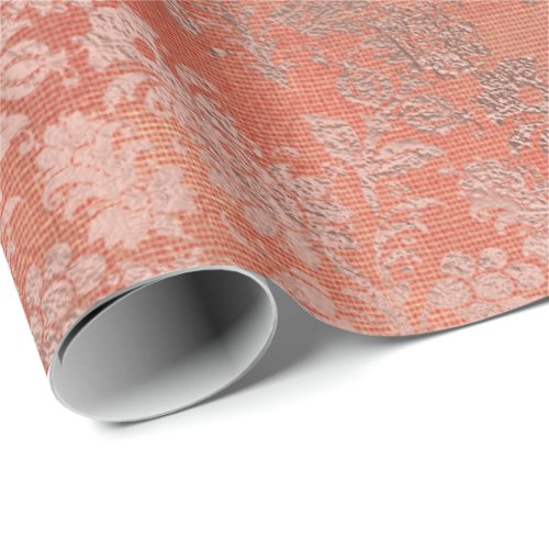 Blush Pink Rose Gold Floral Powder Coral Linen Wrapping Paper