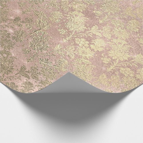 Blush Pink Rose Gold Floral Powder Cottage Luxury Wrapping Paper