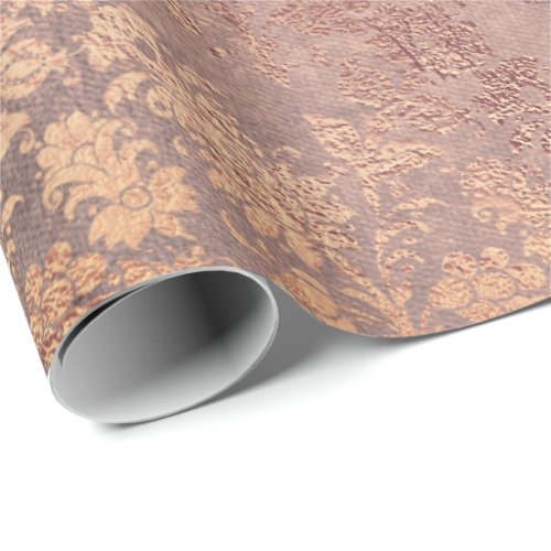 Blush Pink Rose Gold Floral Powder Faux Floral Wrapping Paper
