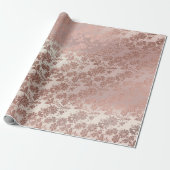 Blush Pink Rose Gold Floral Powder Floral Glam Wrapping Paper (Unrolled)