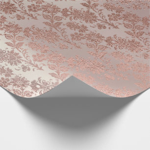 Blush Pink Rose Gold Floral Powder Floral Glam Wrapping Paper